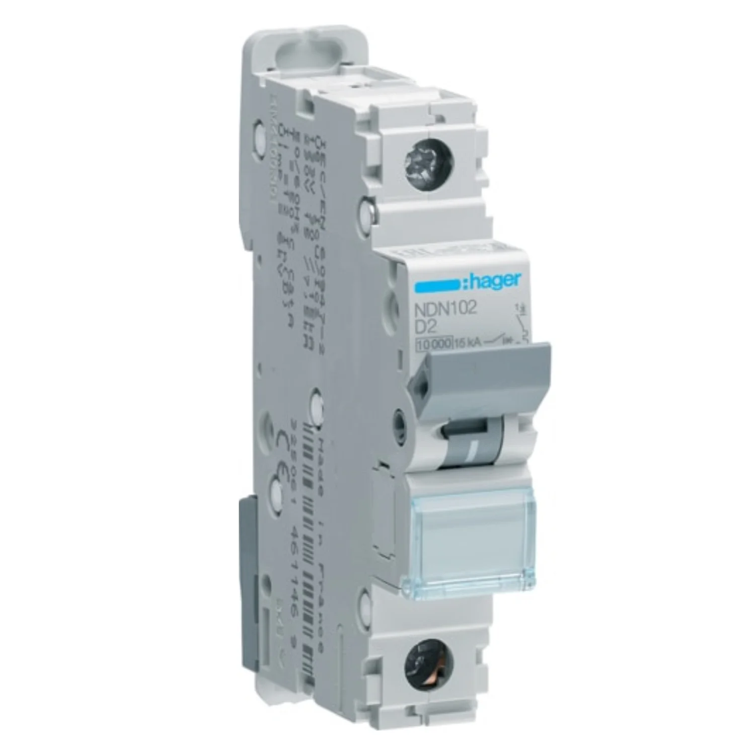 Hager h3 MCB 2 A 1 Pole 10 kA D-Curve MCB NDN102N