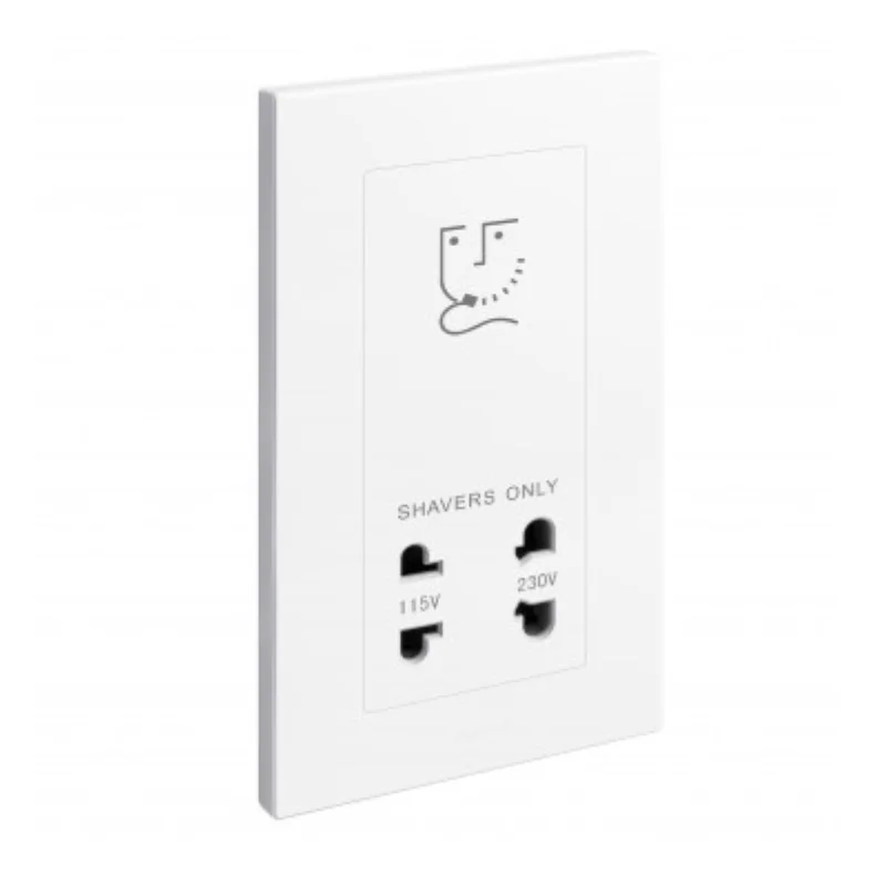 Hager Insysta Glossy White Shaver Socket 4 Module 115/230 V Euro American Type WSNHS44