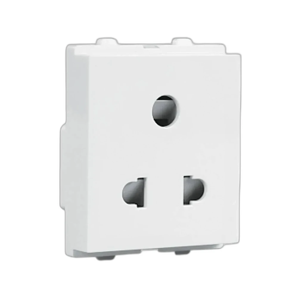 Havells Crabtree Athena Chalk White 3 Pin Socket 6 A 2 Module With Safety Shutter With ISI Marking ACAKPXW063