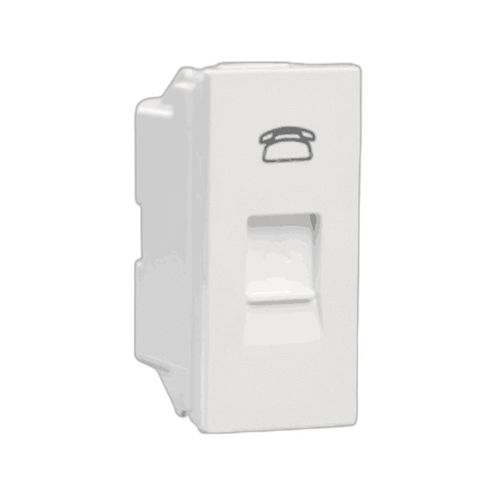 Havells Crabtree Athena Chalk White Telephone Socket with shutter RJ 11 1 Module ACAKHAW000