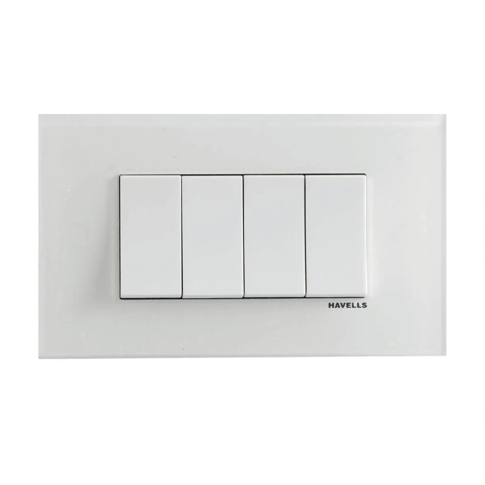 Havells Crabtree Fabio 4 Module Plexy Glass White Modular Combined Cover Plate AHXPTOWV04
