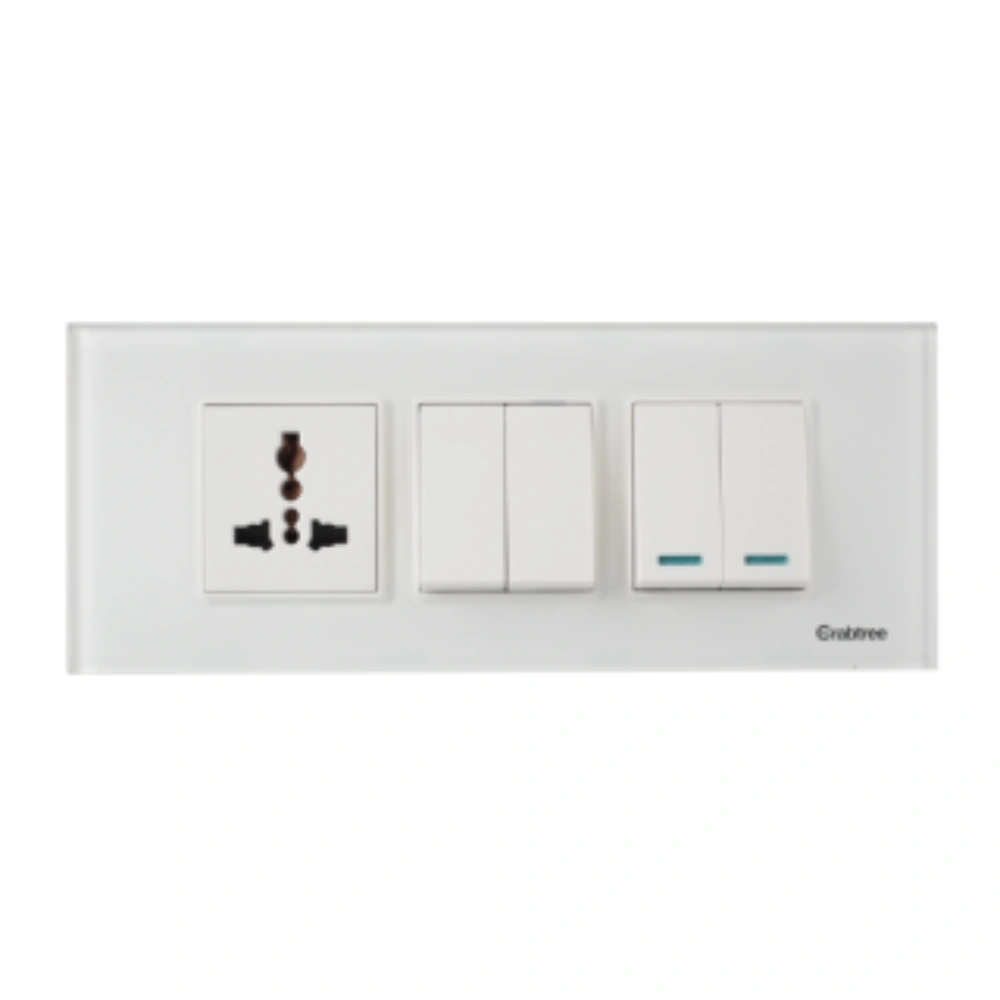 Havells Crabtree Fabio 6 Module Plexy Glass White Modular Combined Cover Plate AHXPTOWV06