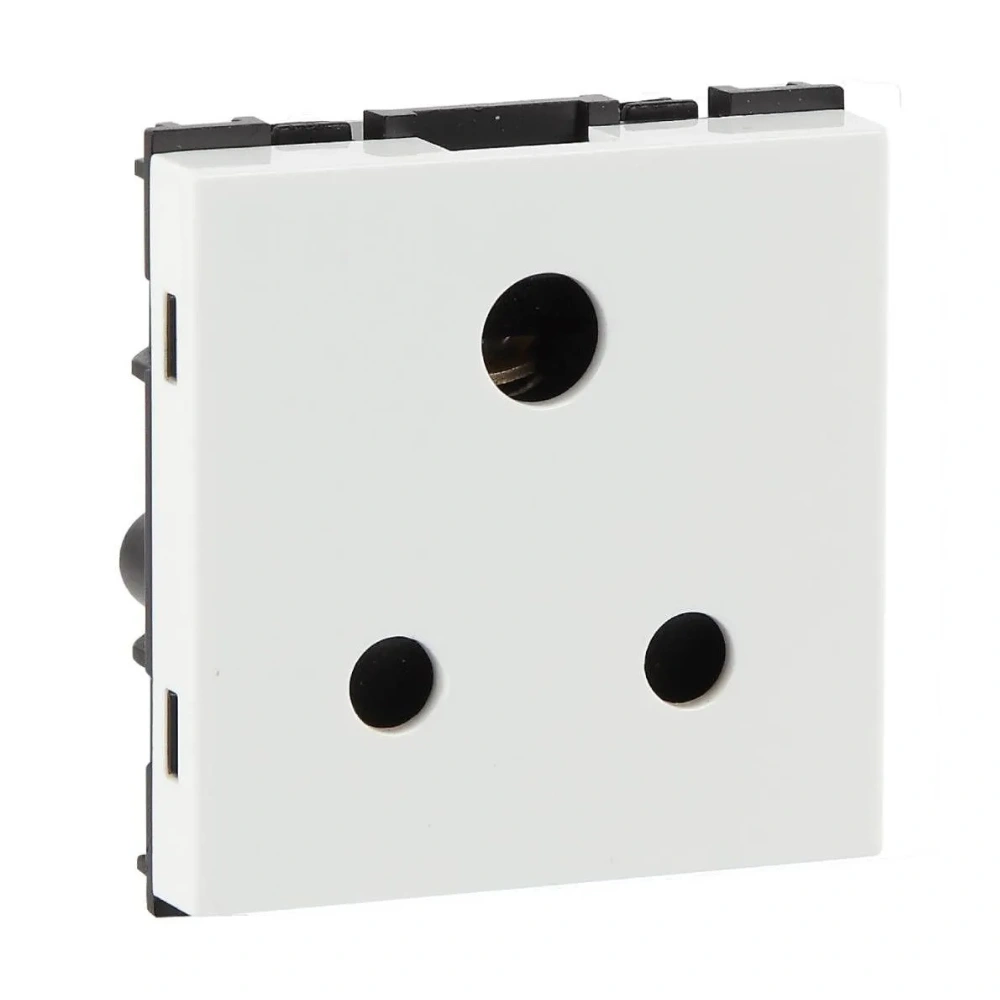 Havells Crabtree Fabio Classic White 3 Pin Round Socket 6 A 2 Module AHFKPXW063