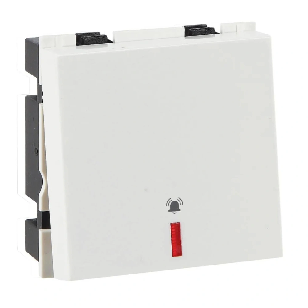 Havells Crabtree Fabio White Mega Bell Push Switch 10 A 1 Module With Indicator AHFMBIW101