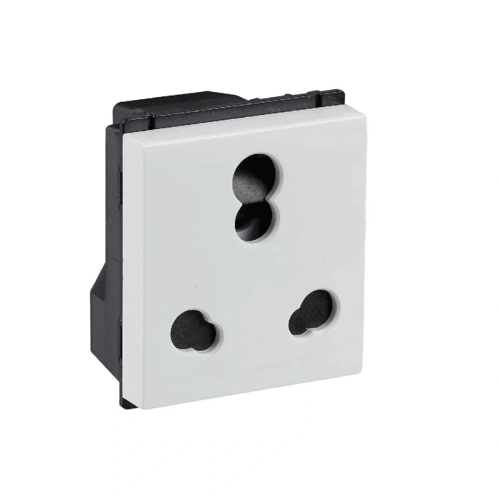 Havells Crabtree Murano White 3 Pin Socket 6/16 A 2 Module With Safety Shutter ISI Marking ACUKCXW163