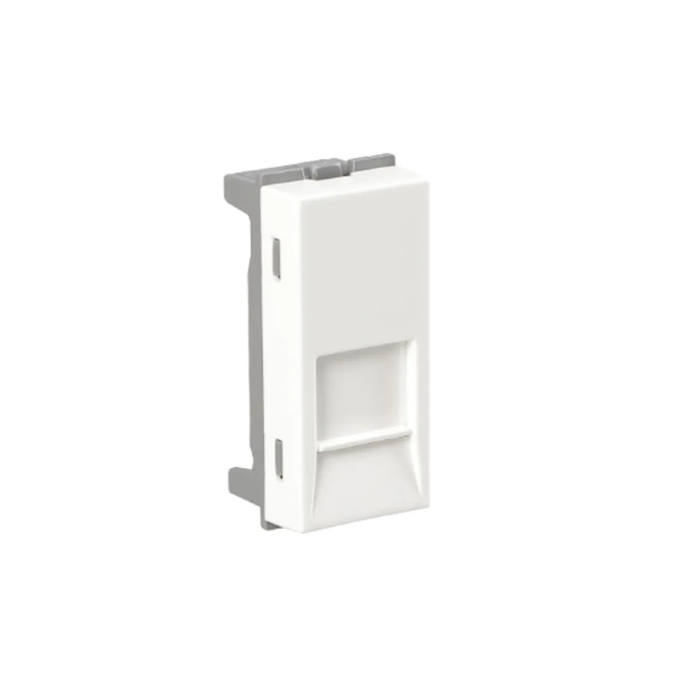 Havells Crabtree Murano White Telephone Socket RJ 11 1 Module With Safety Shutter ACUKNWW111