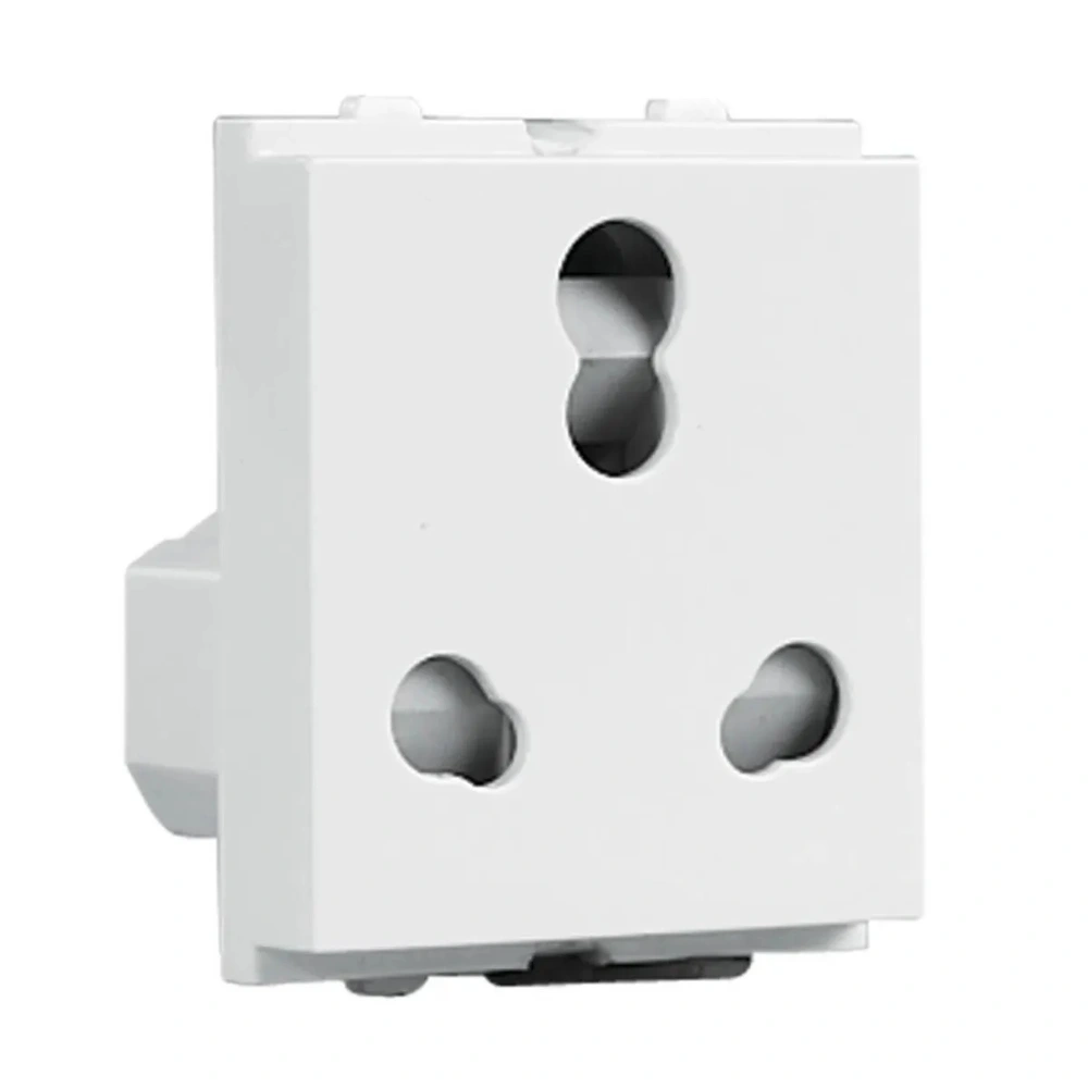 Havells Crabtree Verona White 3 Pin Socket 6/16 A 2 Module With Safety Shutter ISI Marking ACVKCWW163