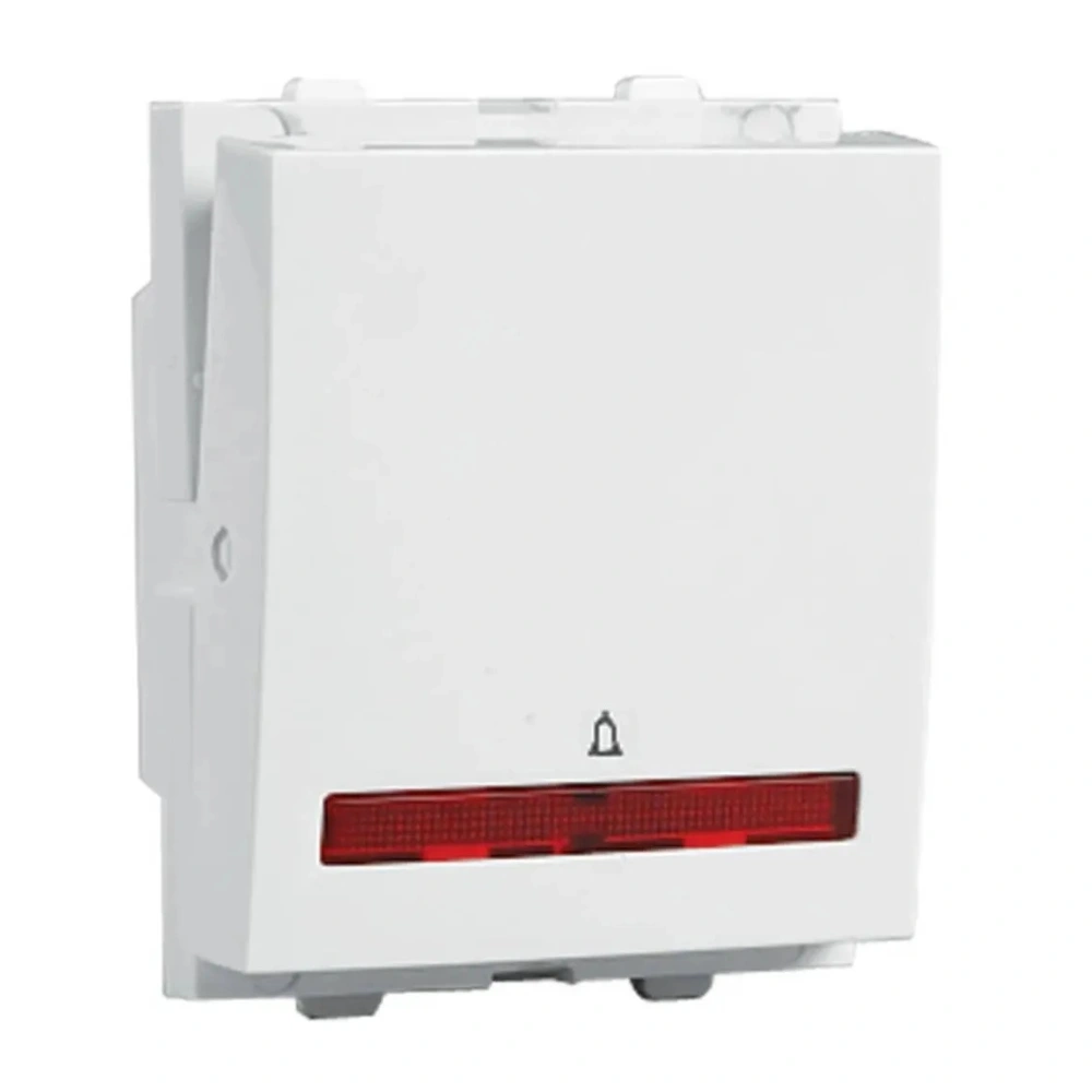 Havells Crabtree Verona White Mega Bell Push Switch 10 A 2 Module 1 Way With Indicator ACVMBIW101