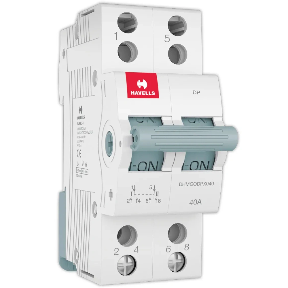 Havells Euro II Two Way Centre Off MCB Changeover Switch 40 A 2 Pole DHMGODPX040