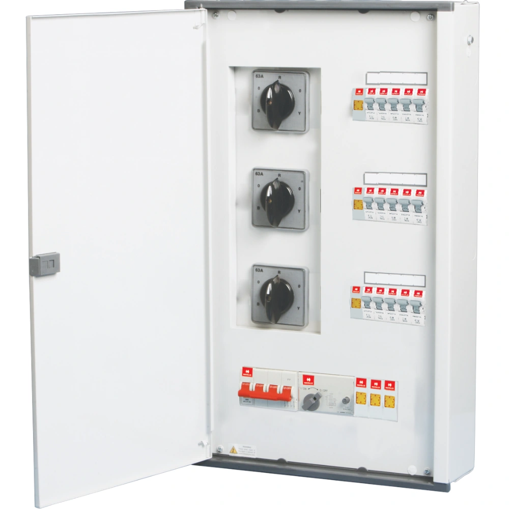 Havells Euro II Distribution Board 63 A 8 Way 8 IC Phase Selector Vertical Double Door With Rotary Switches DHDSNVDRZ08063