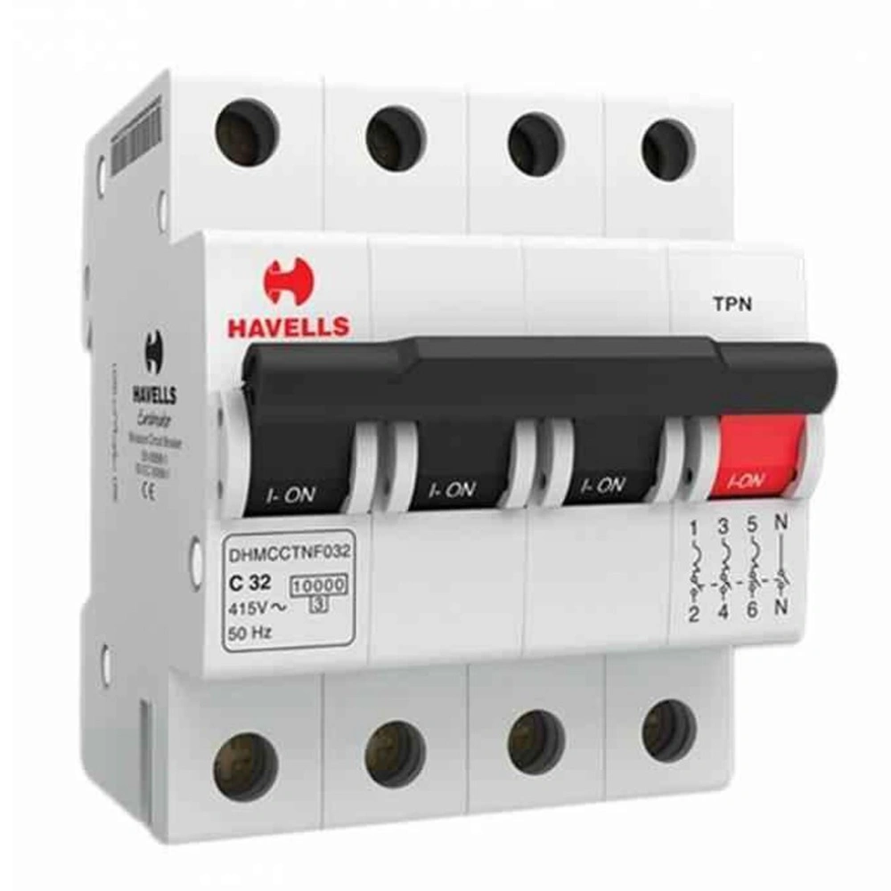 Havells Euro II MCB 6 A 3 Pole+N 10 kA C-Curve DHMGCTNF006