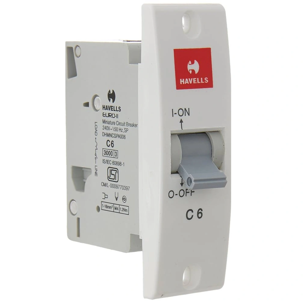 Havells Euro II Mini MCB 6 A 1 Pole 3 kA C-Curve DHMNCSPA006