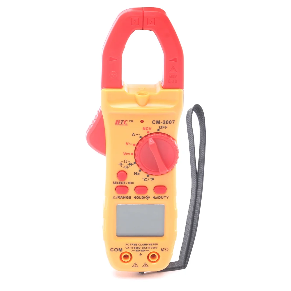HTC Instruments CM-2007 Digital Clamp Meter with Temperature & Frequency 600 V AC/DC, 600 A AC