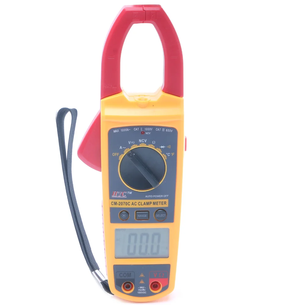 HTC Instruments CM-2070C Digital Clamp Meter with Temperature 750 V AC, 1000 V DC, 1000 A AC