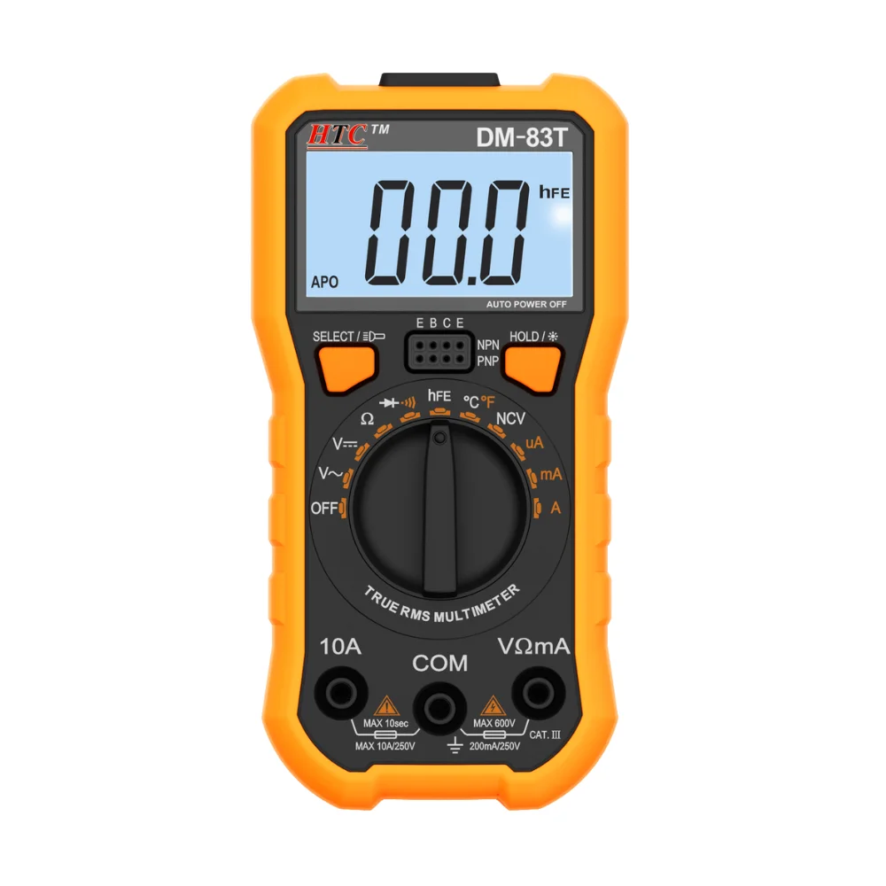 HTC Instruments DM-83T 3 True RMS Digital Multimeter with Temperature 600 V AC/ DC 10 A AC/DC DM-83T
