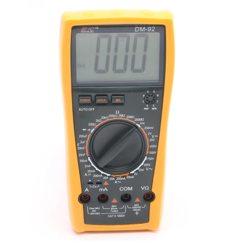 HTC Instruments DM-92 Digital Multimeter 750 V AC, 1000 V DC, 10 A AC, 20 A DC