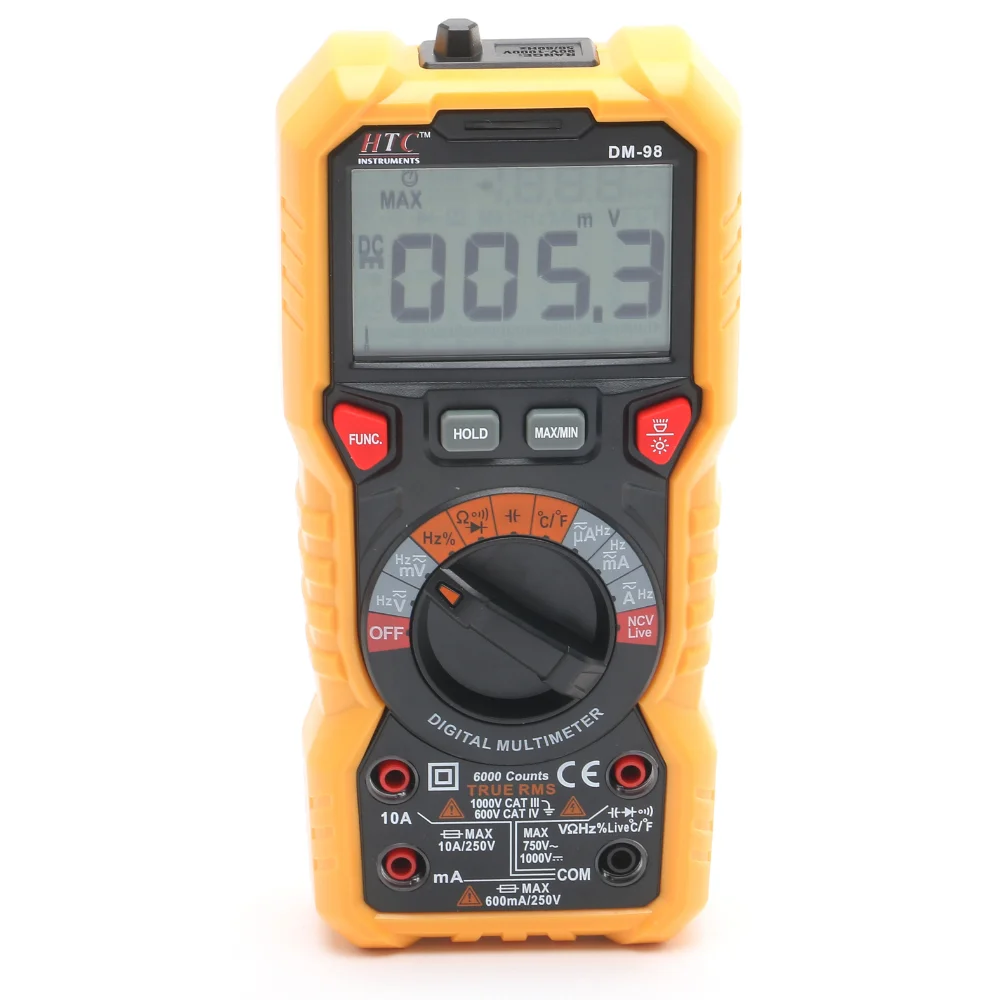 HTC Instruments DM-98 3Â¾ Digital Multimeter 750 V AC, 1000 V DC, 10 A AC/ DC