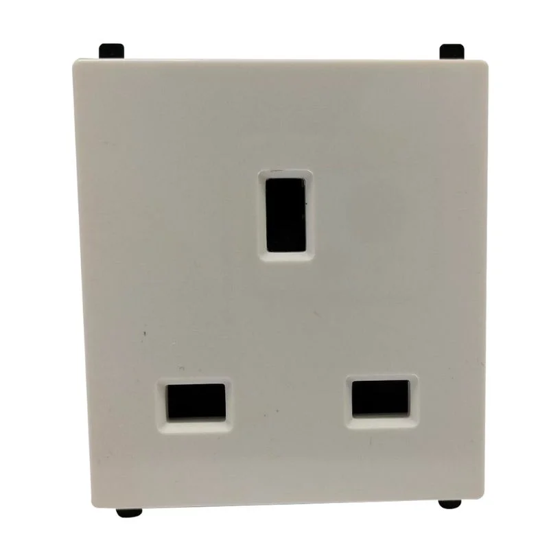 ZENcelo White 3 Pin International Socket 13 A 2 Module With Safety Shutter IN84213