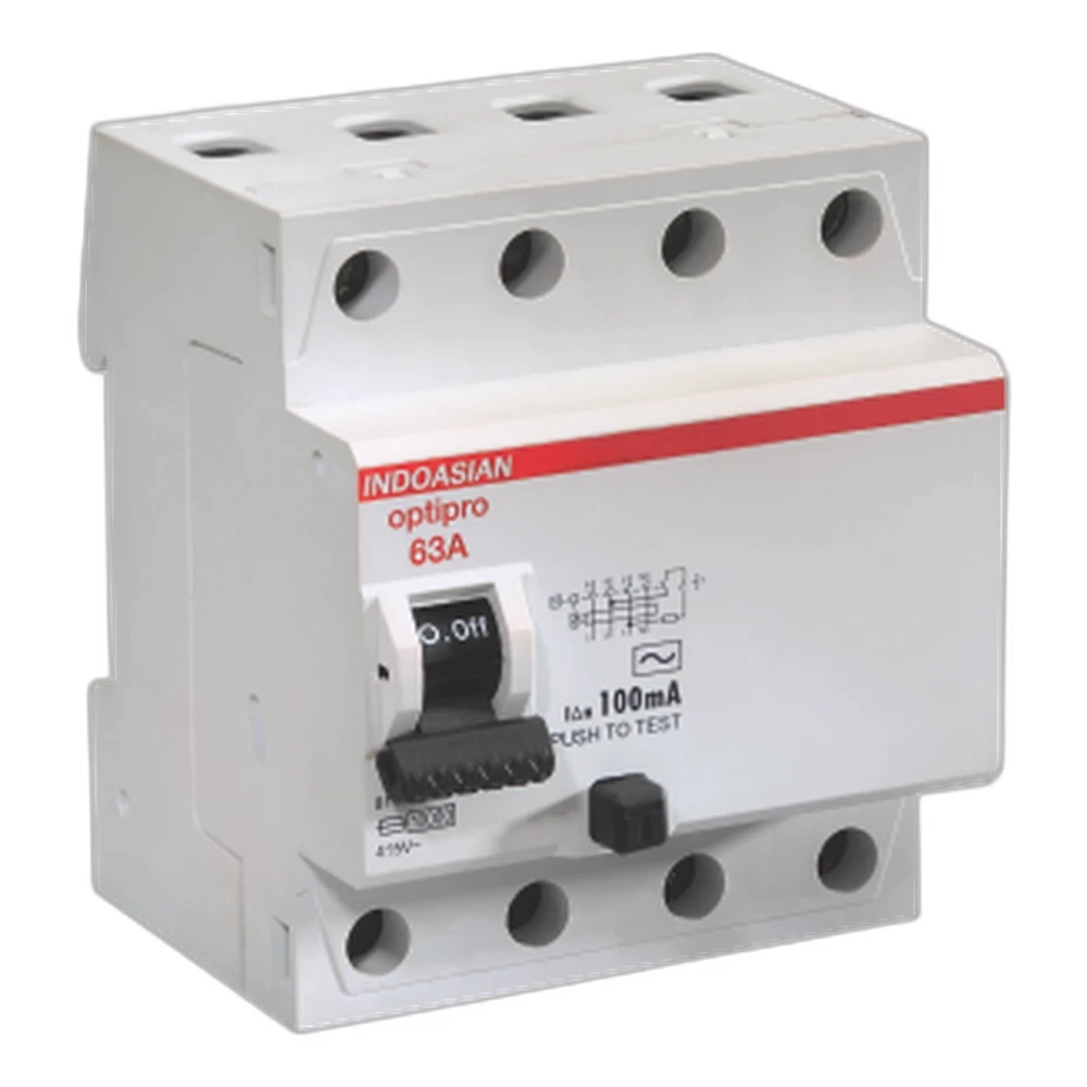 Optipro Rccb Indoasian Optipro RCCB 63 A, 4 Pole, 10 kA, 300 mA, Type AC