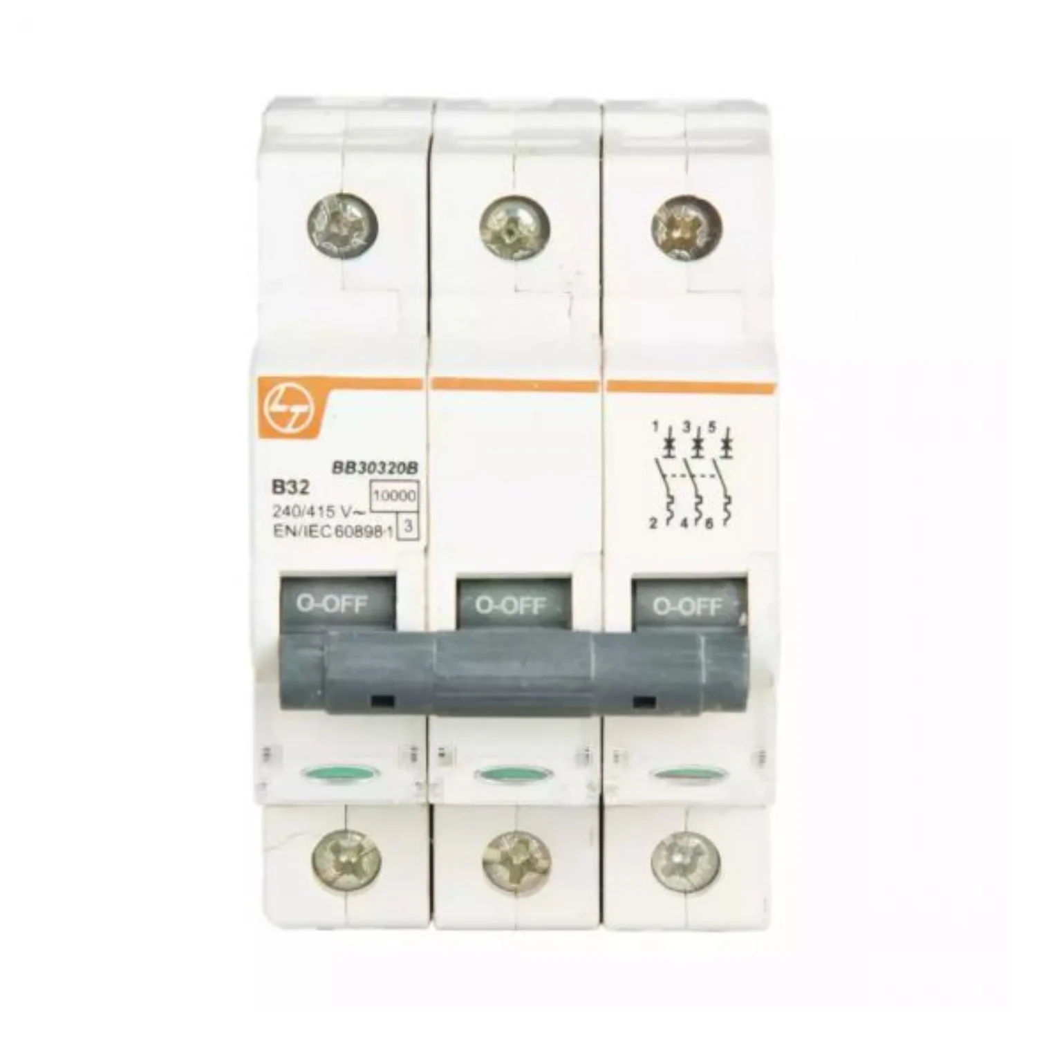 L&T Exora MCB 63 A 3 Pole 10 kA B-Curve MCB BB30630B