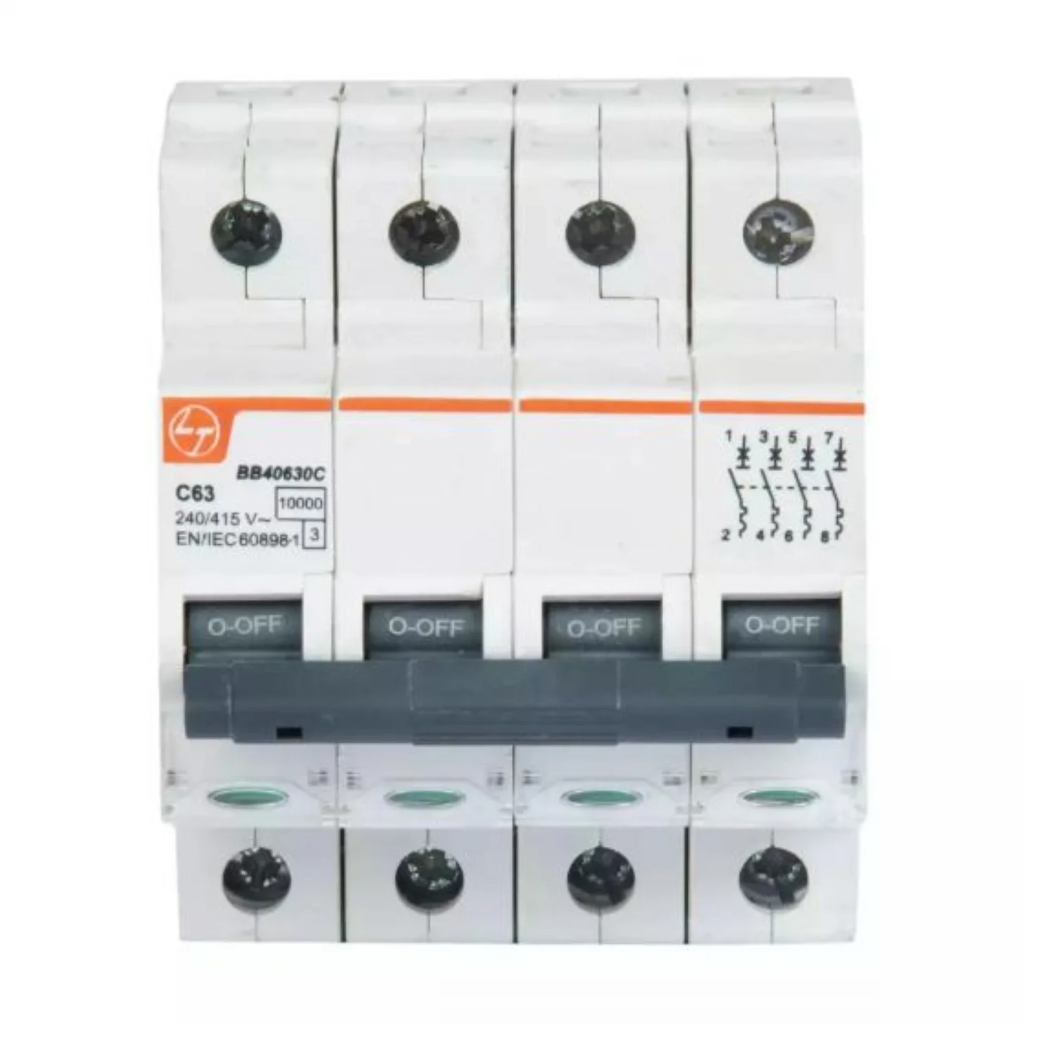 L&T Exora MCB 63 A 4 Pole 10 kA C-Curve MCB BB40630C