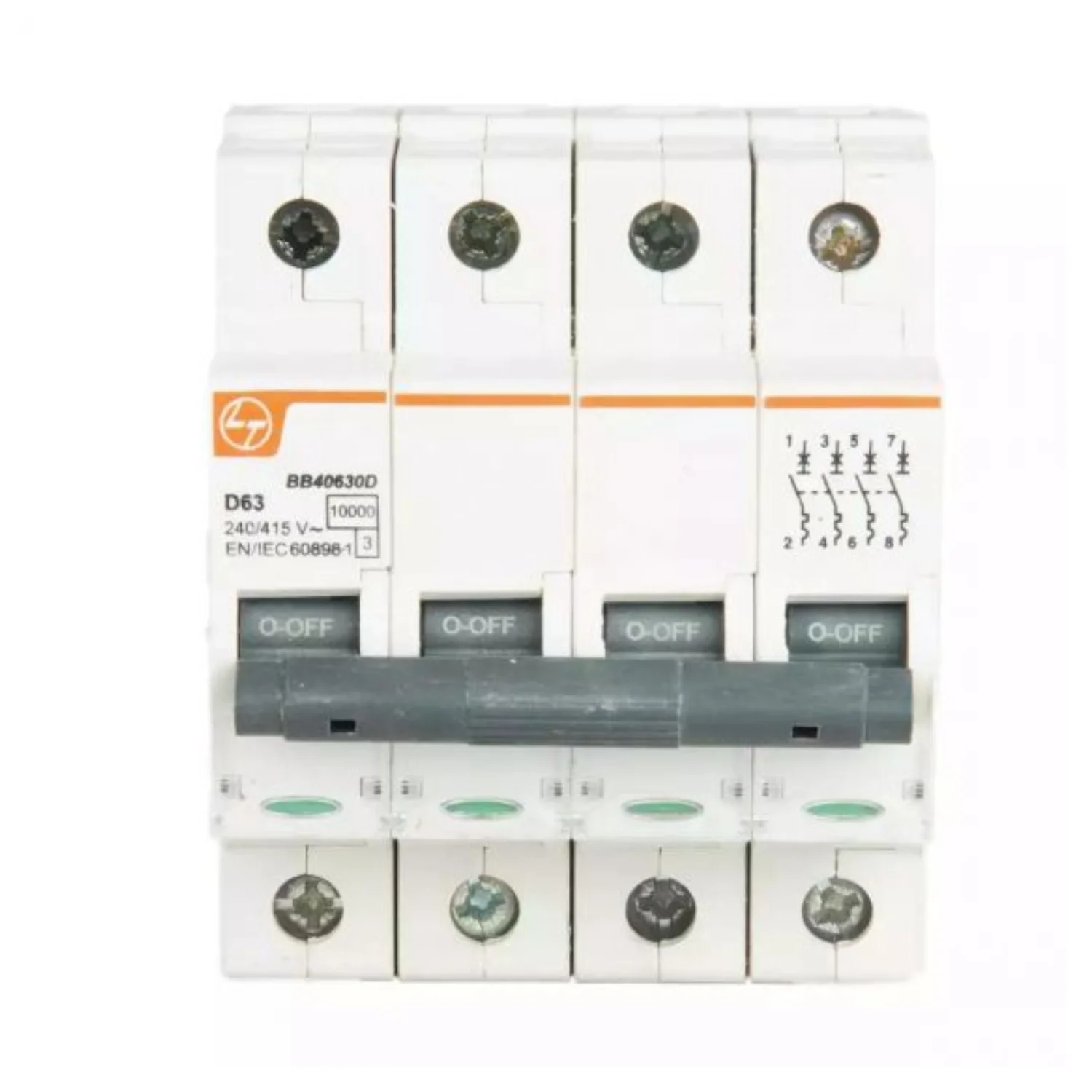 L&T Exora MCB 10 A 4 Pole 10 kA D-Curve MCB BB40100D