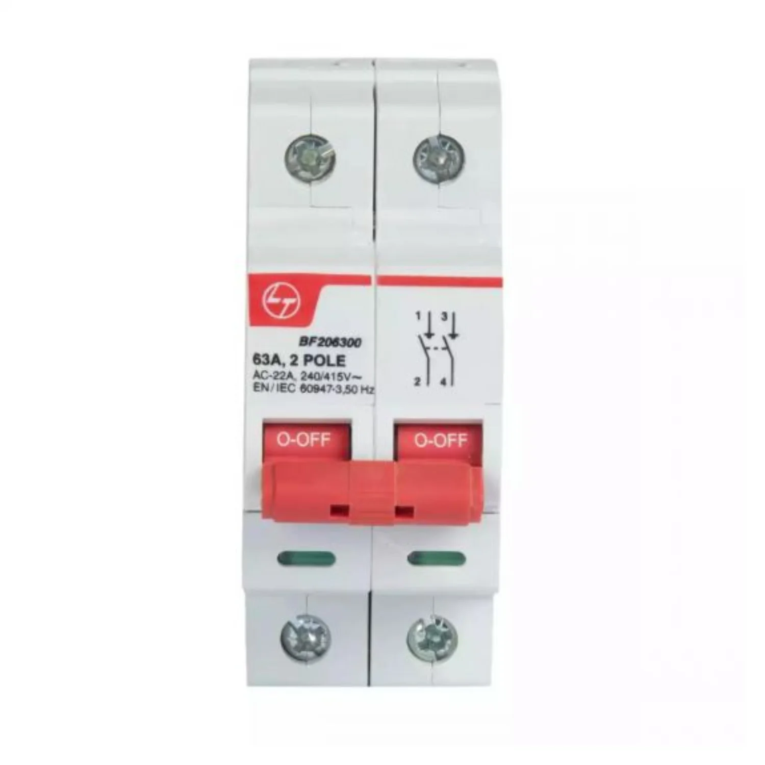 L&T Switchgear Exora MCB Isolator 63 A 2 Pole MCB BF206300
