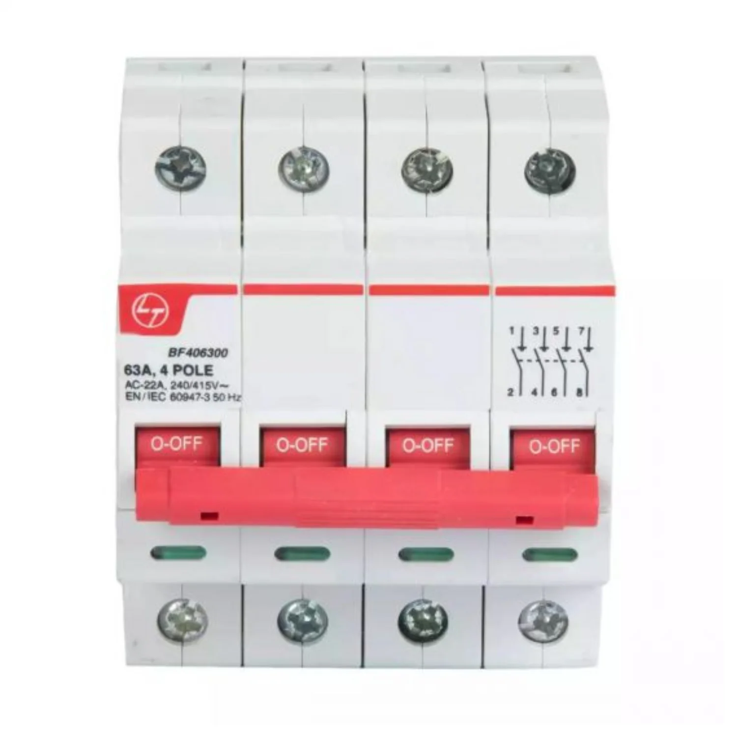 L&T Switchgear Exora MCB Isolator 63 A 4 Pole MCB BF406300