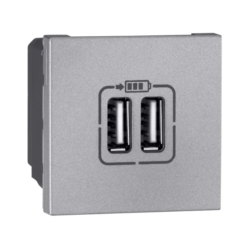Legrand Arteor Magnesium Double USB Charger Socket 2.4A 2 Module 5736 22