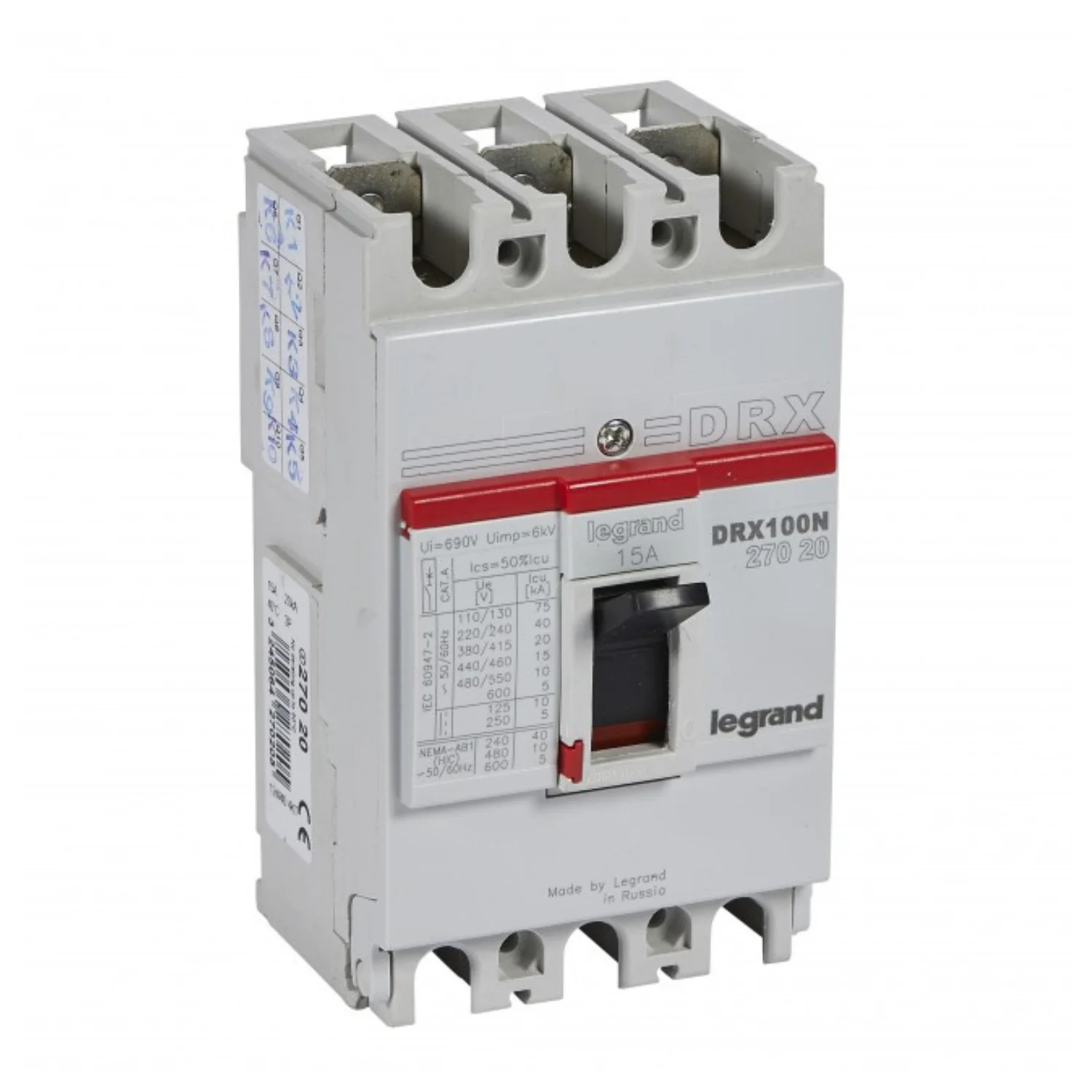 Legrand DRX100  100 Amp 3 Pole 10 kA Fixed O/L & Fixed S/C Settings Thermal Magnetic Trip Unit MCCB 0270 08