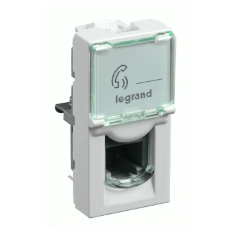 Legrand Myrius White Telephone Outlet RJ 11 1 Module Single Jack With Safety Shutter 6730 52