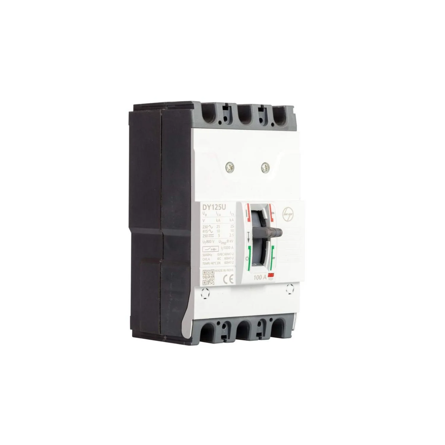 L&T Switchgear DY125U  125 Amp 3 Pole 10 KA Adjustable O/L & Adjustable S/C Settings Thermal Magnetic Trip Unit MCCB EM90983OOLO