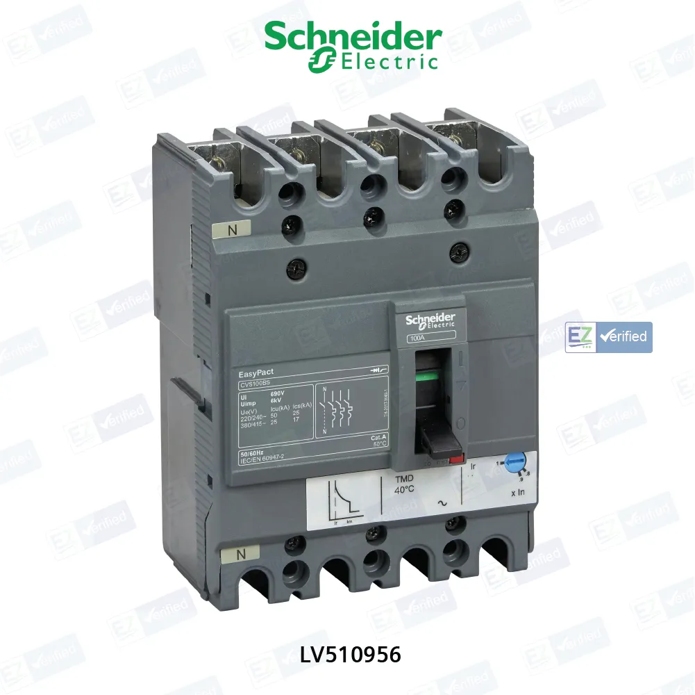 Schneider Electric EasyPact CVS LV510956 MCCB 63 Amp 4 Pole 25 kA Thermal Magnetic