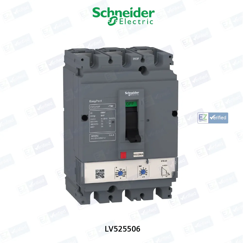 Schneider Electric EasyPact CVS LV525506 MCCB 250 Amp 3 Pole 36 kA Electronic / Microprocessor