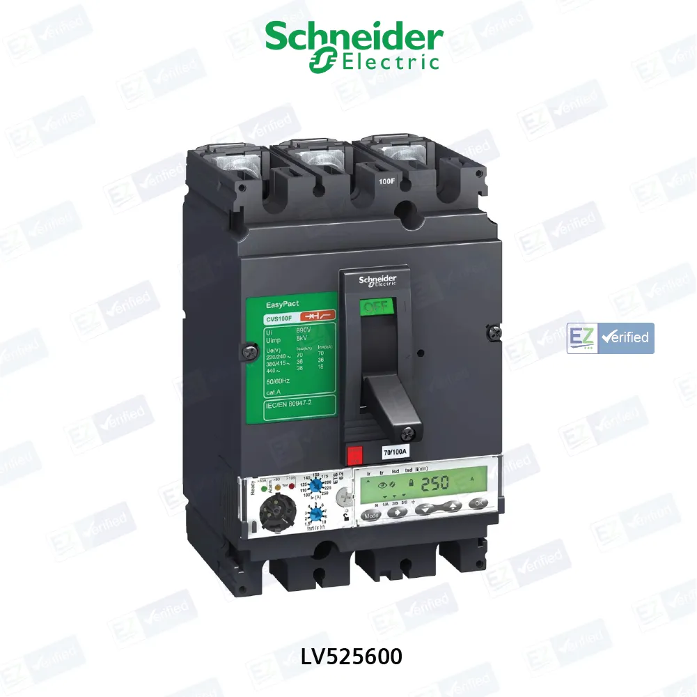 Schneider Electric EasyPact CVS LV525600 MCCB 250 Amp 3 Pole 25 kA Electronic / Microprocessor