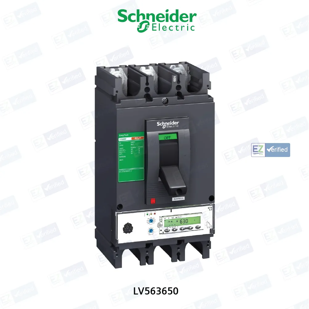 Schneider Electric EasyPact CVS LV563650 MCCB 630 Amp 4 Pole 50 kA Electronic / Microprocessor