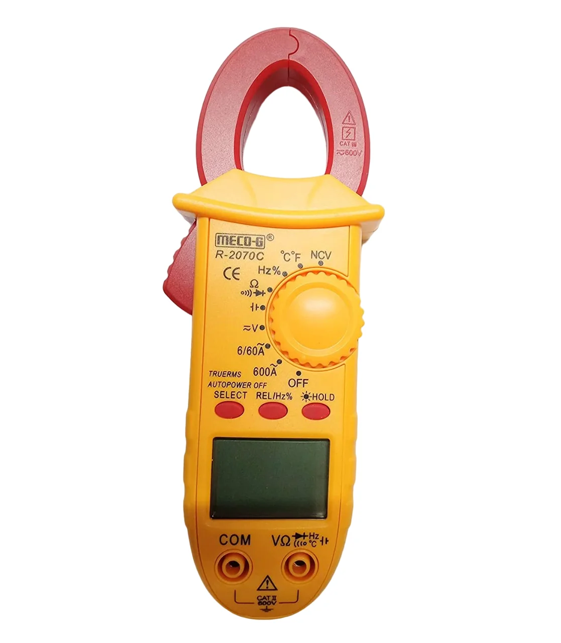 MECO-G R-2070C 3Ã¢â€¦Å¡ Digital Clamp Meter With True RMS Frequency Duty Cycle 600 V AC/DC 600 A AC 60MÃŽÂ© 10 MHz R-2070C