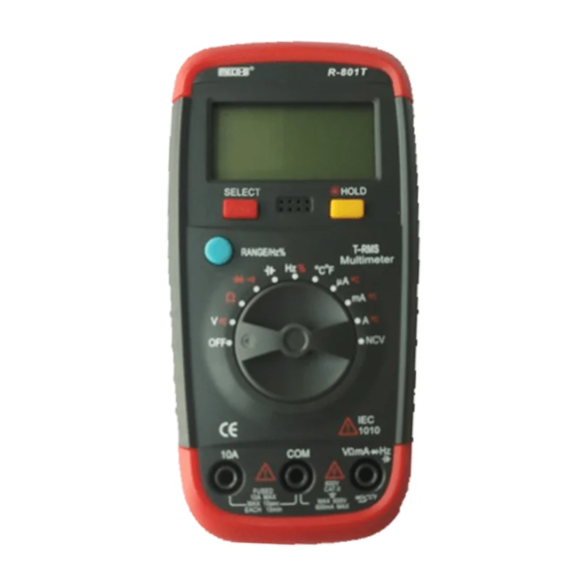MECO-G R-801T 3Ã¢â€¦Å¡ Digital Multimeter With Temperature Frequency NCV Duty Cycle 600 V AC/DC 10 A AC/DC R-801T