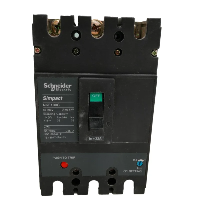Schneider Electric Simpact MCCB 40 A, 3 Pole, 25 KA, Fixed O/L & Fixed S/C Settings, Thermal Magnetic Trip Unit NKF100D040AC3P