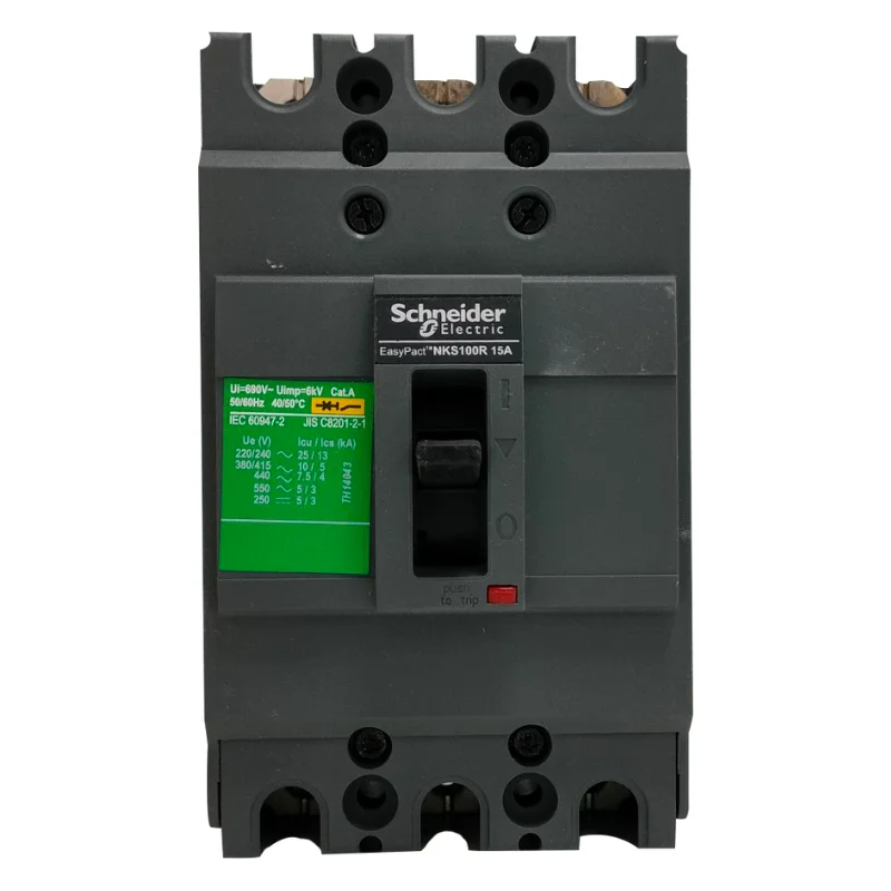 Schneider Electric EasyPact NKS MCCB 63 A, 3 Pole, 10 kA, Fixed O/L & Fixed S/C Settings, Thermal Magnetic Trip Unit NKS100R063AC3P