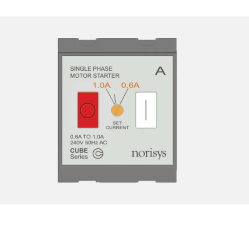Norisys Cube Series Motor Starter Switch 240 V AC (1 Phase) Quartz Grey 2 Module 0.6 - 1 A C525A02