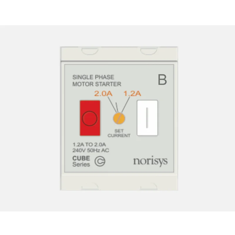 Norisys Cube Series Motor Starter Switch 240 V AC (1 Phase) Frost White 2 Module 0.9 - 1.5 A C525B01