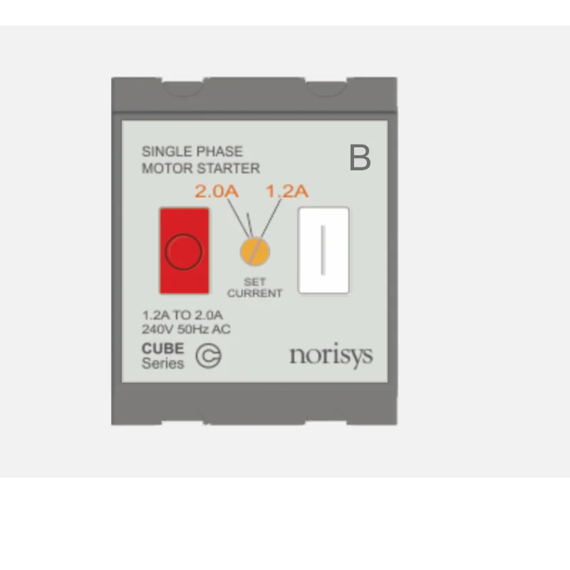 Norisys Cube Series Motor Starter Switch 240 V AC (1 Phase) Quartz Grey 2 Module 0.9 - 1.5 A C525B02