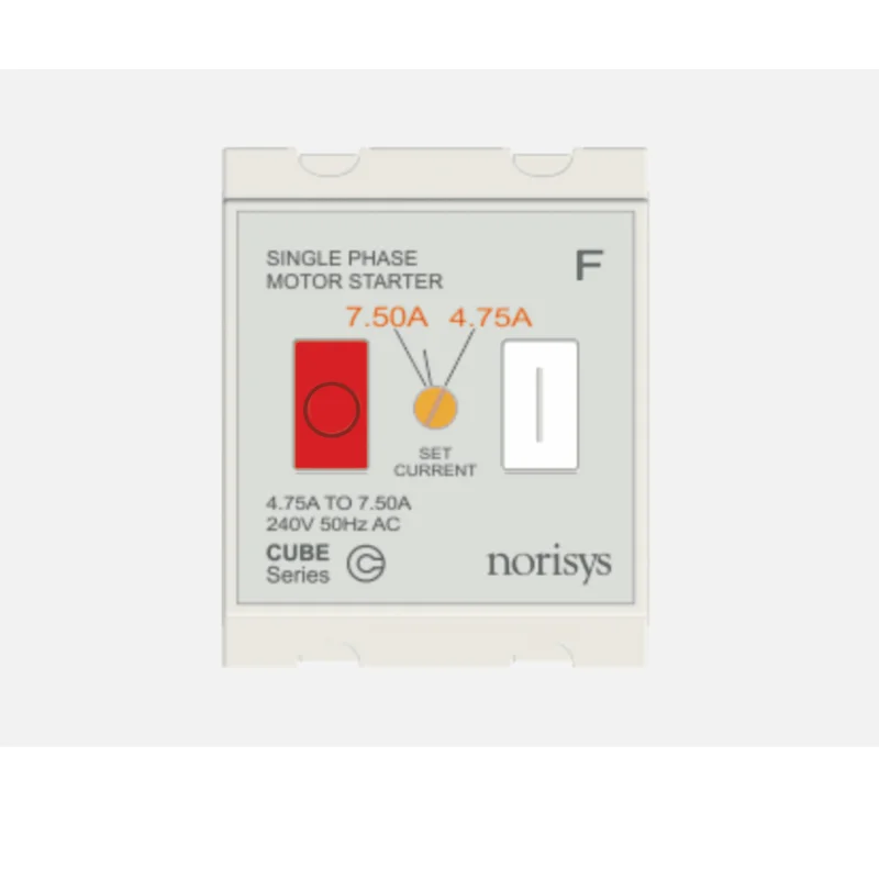 Norisys Cube Series Motor Starter Switch 240 V AC (1 Phase) Frost White 2 Module 4.75 - 7.5 A C525F01