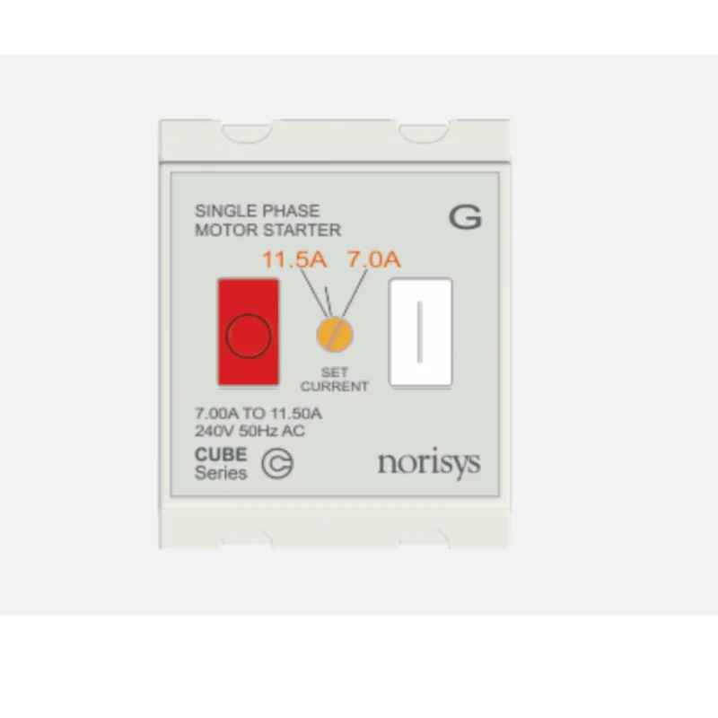 Norisys Cube Series Motor Starter Switch 240 V AC (1 Phase) Frost White 2 Module 7 - 11.5 A C525G01