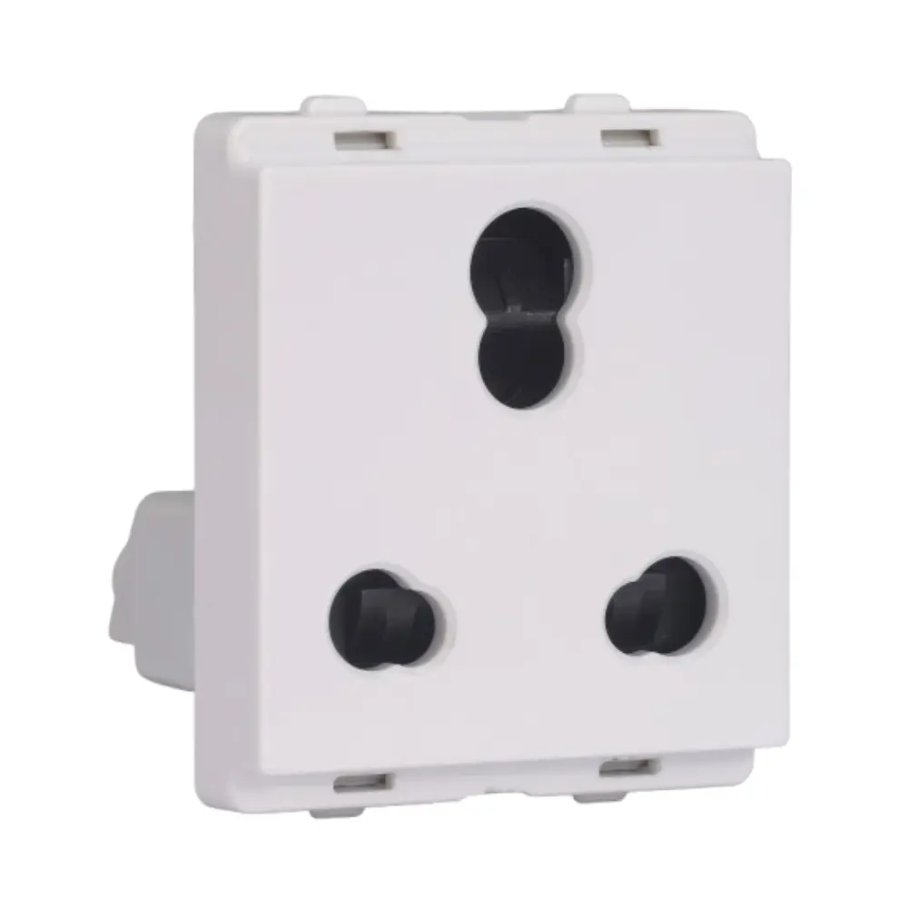Schneider Electric Livia White 3 Pin Twin Socket 1016 A 2 Module With Safety Shutter P2106N