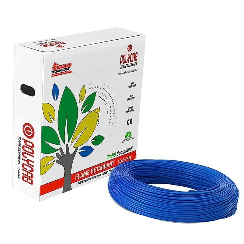 Polycab 4 Sq.mm Single Core Copper Flexible Cable Blue PVC FR (Flame Retardant) POLY4CU1CMSFRB100