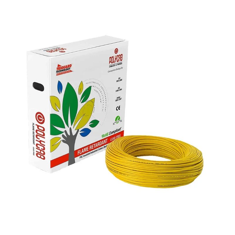 Polycab 4 Sq.mm Single Core Copper Flexible Cable Yellow PVC FRLS (Flame Retardant Low Smoke) POLY4CU1CMSFRLSY100