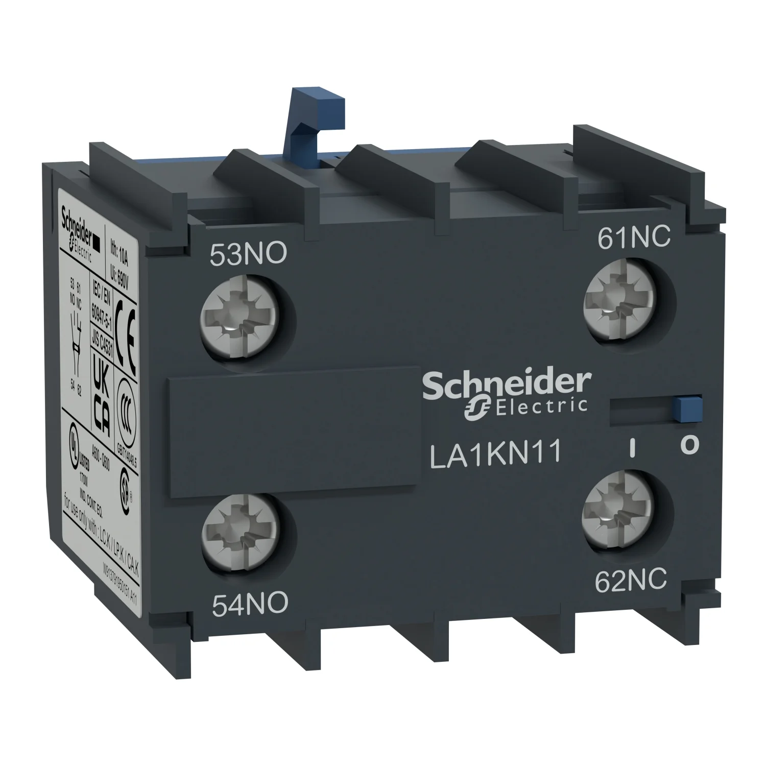 Schneider Electric TeSys Auxiliary Contact Block 1 NO + 1 NC Suitable For TeSys K Model Contactor Front Mounting LA1KN11