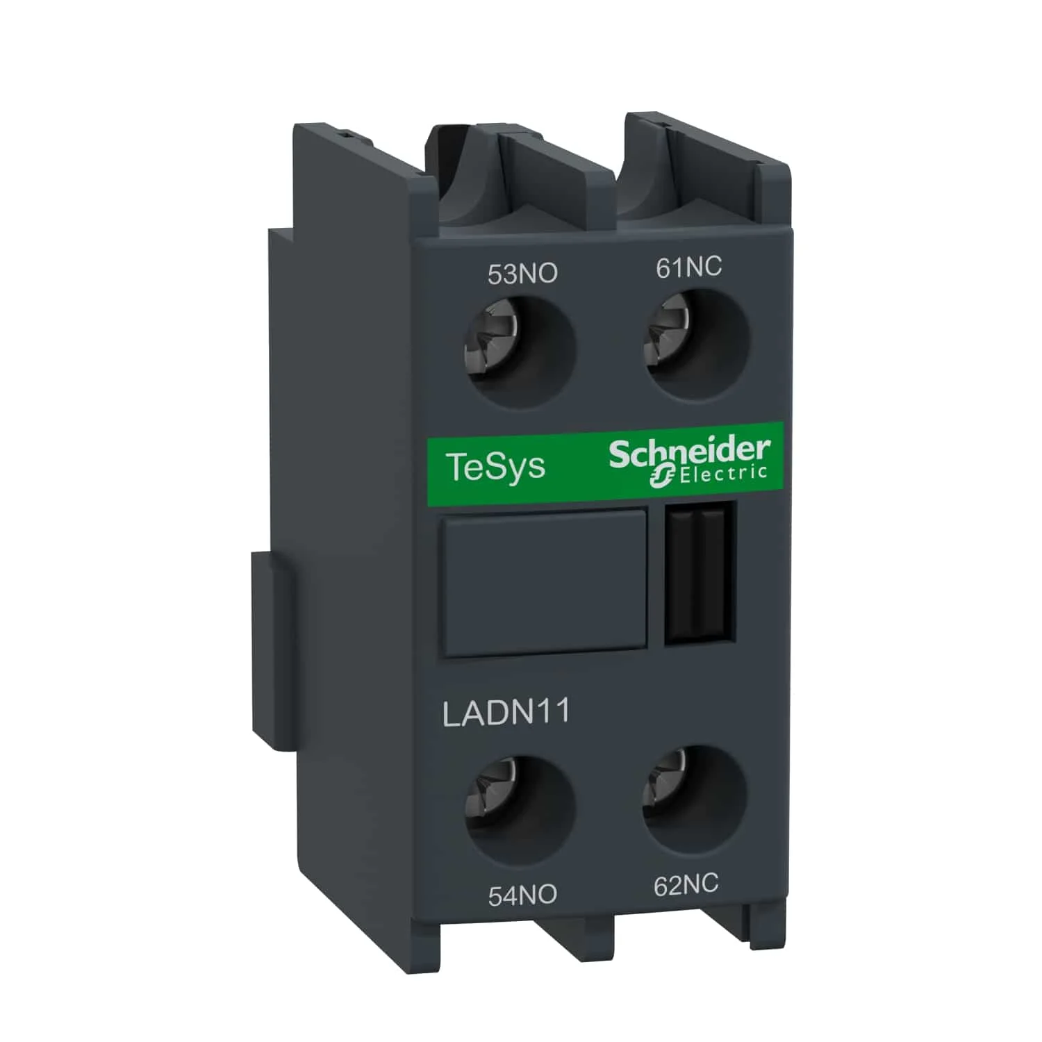 Schneider Electric TeSys Additional Instantaneous Auxiliary Contact Block 1 NO + 1 NC  Suitable For TeSys D LC1D09 - LC1D150 & LC1F Contactor Front Mounting LADN11